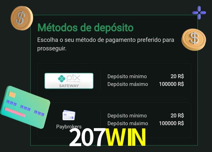 O cassino 207WIN oferece uma grande variedade de métodos de pagamento